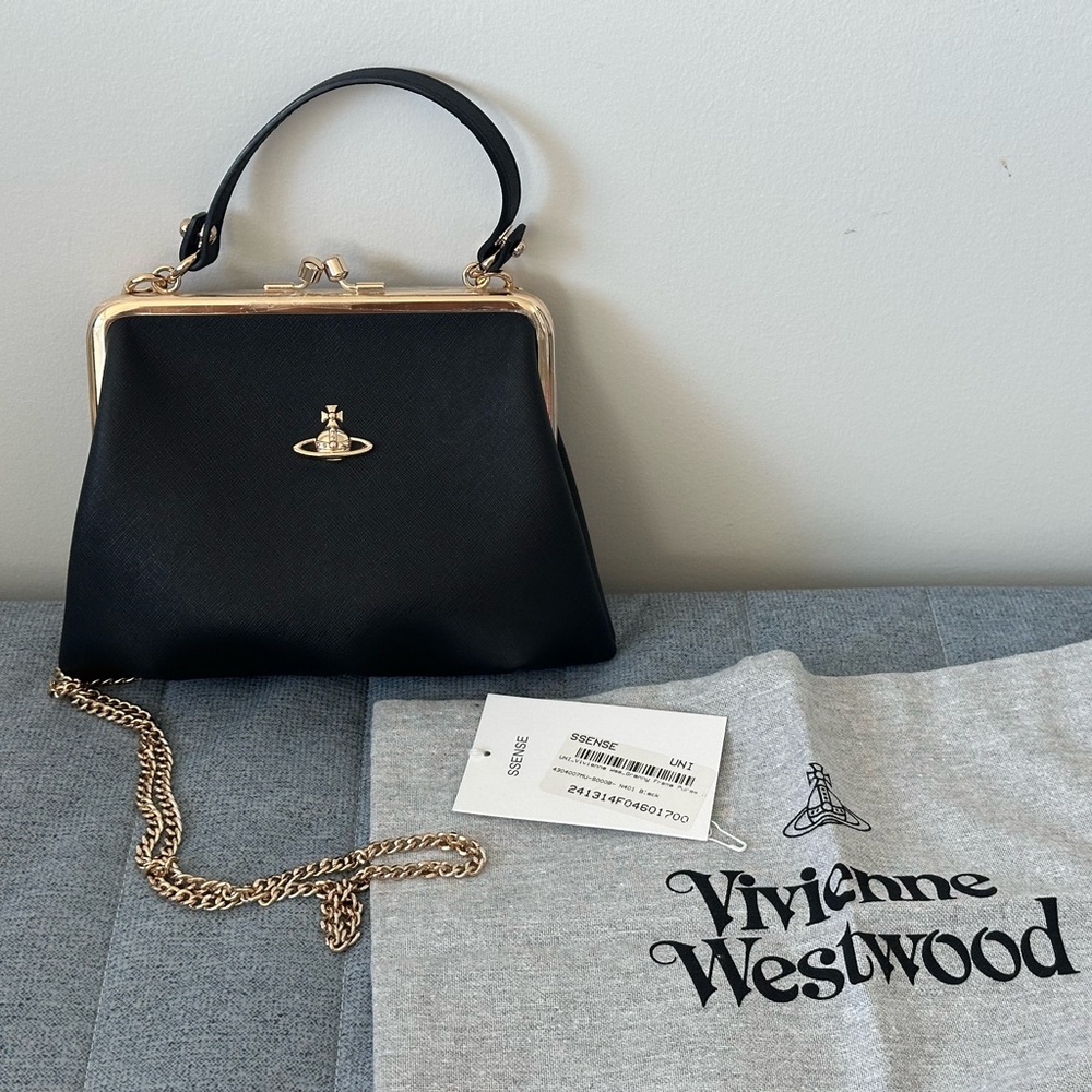 (SOLD) Vivienne Westwood Black and Gold Granny Frame Bag
